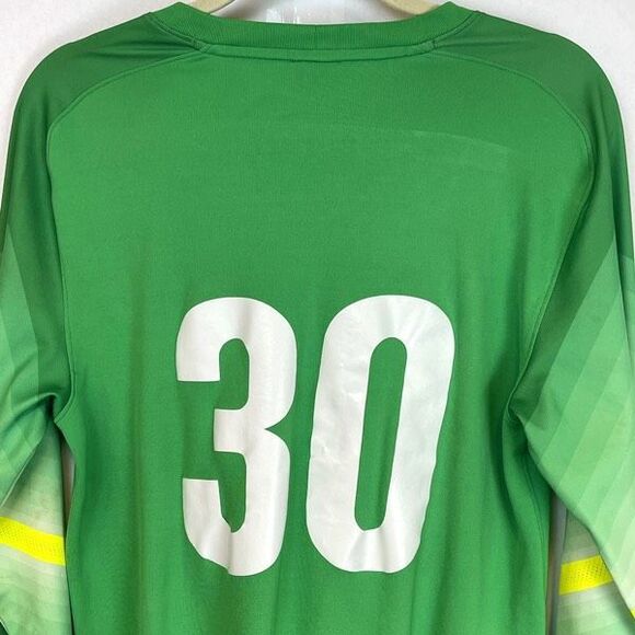 Nike Shirt Men's Medium Green Goalkeeper Soccer Jersey Dri Fit Striped Sports 30 - Picture 14 of 16